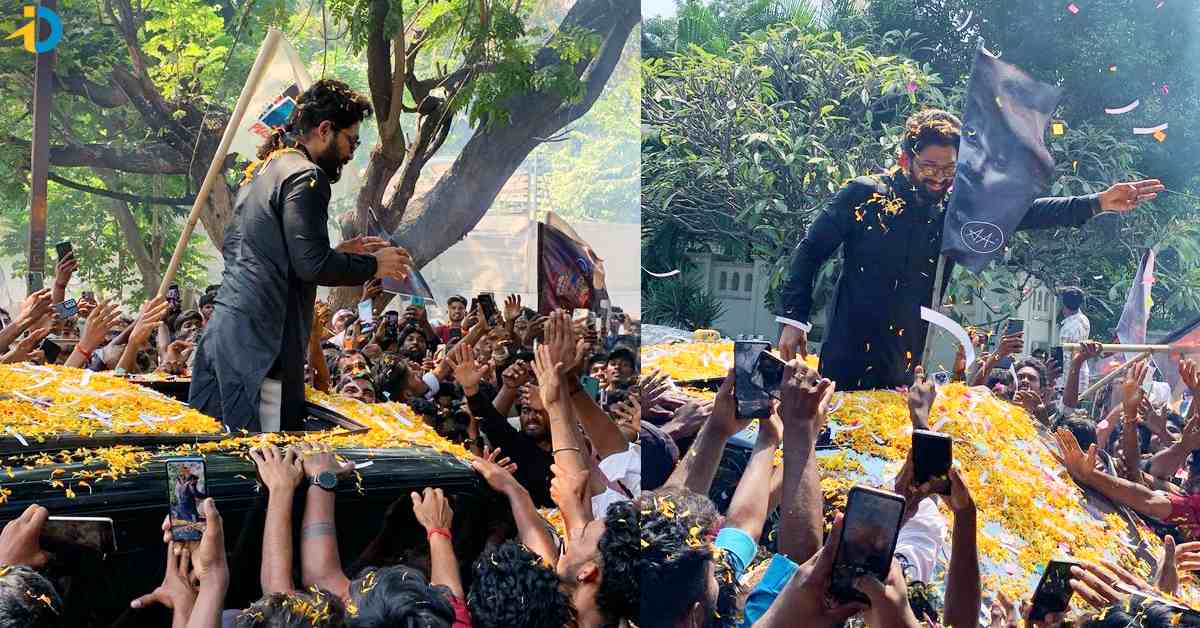 మర్చిపోలేని విధంగా బన్నీకి ఫ్యాన్స్ ఘన స్వాగతం.. వైరల్ గా వీడియోస్!