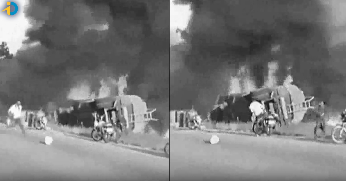 Exploded petrol tanker 