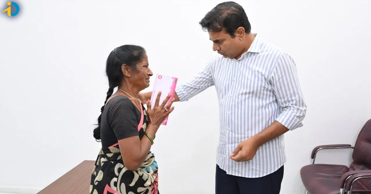 KTR is good hearted.. Financial help for woman
