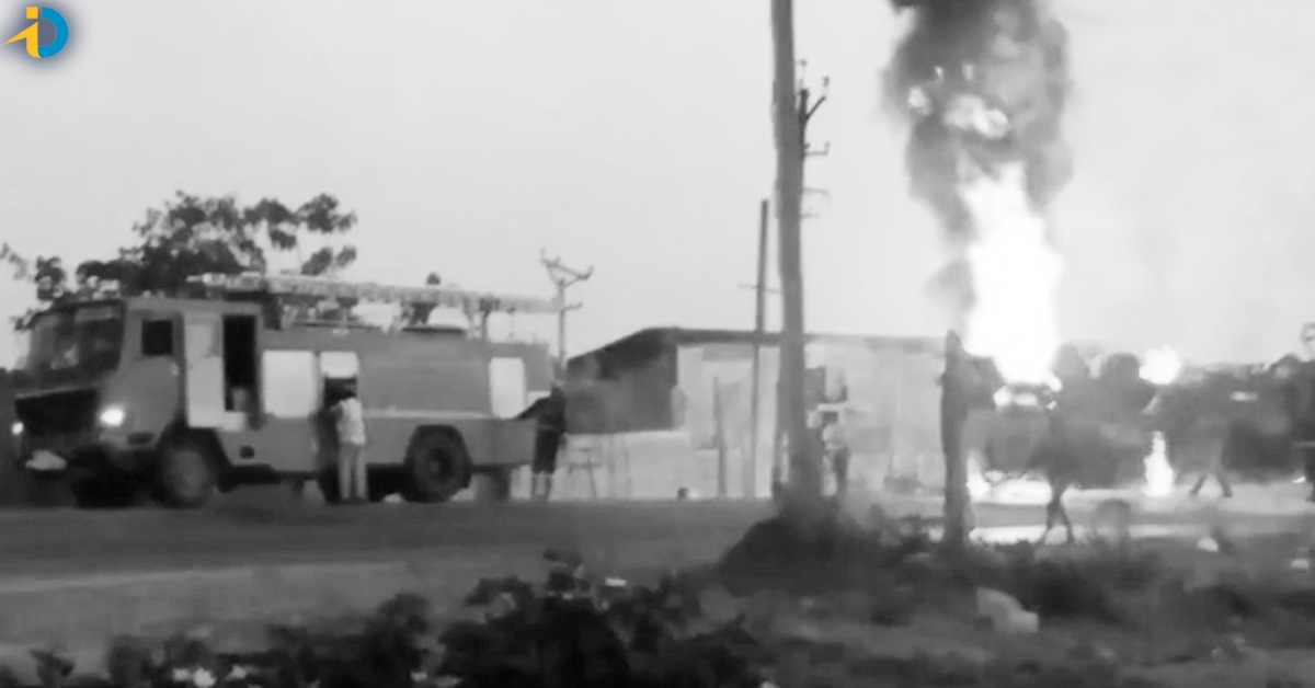 Diesel tanker overturned on the road