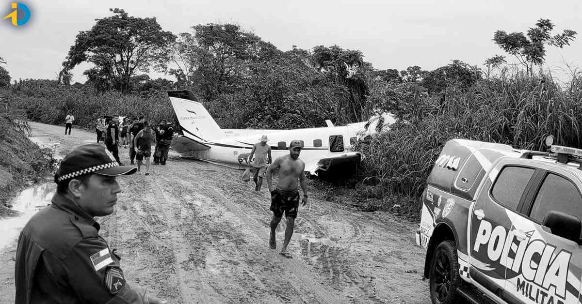 The plane crashed into pieces in the air