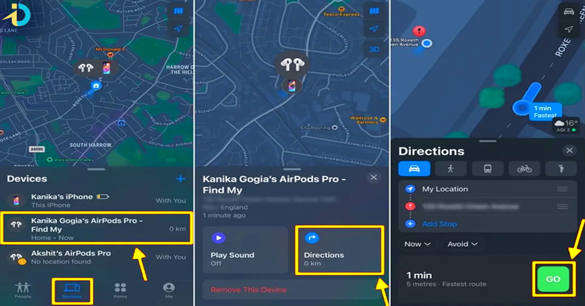 Find airpods case in maps